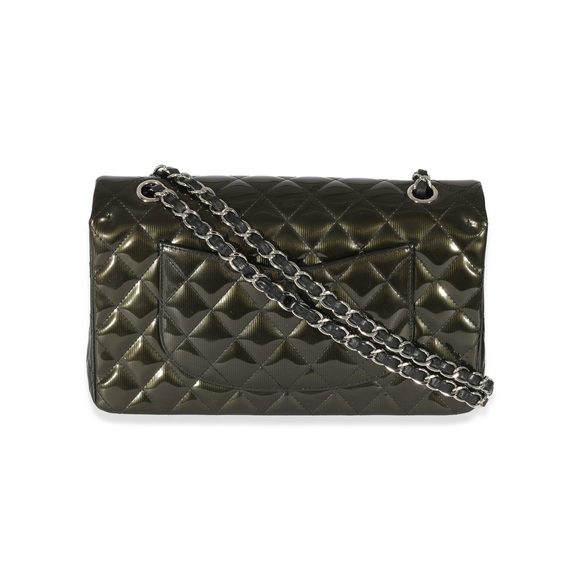 Chanel Green Patent Stripe Medium Classic Flap - Picture 3 of 8